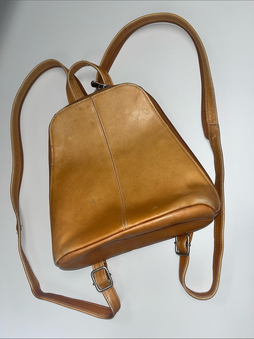 Classic Tan Leather Backpack / Converts Shoulder Bag